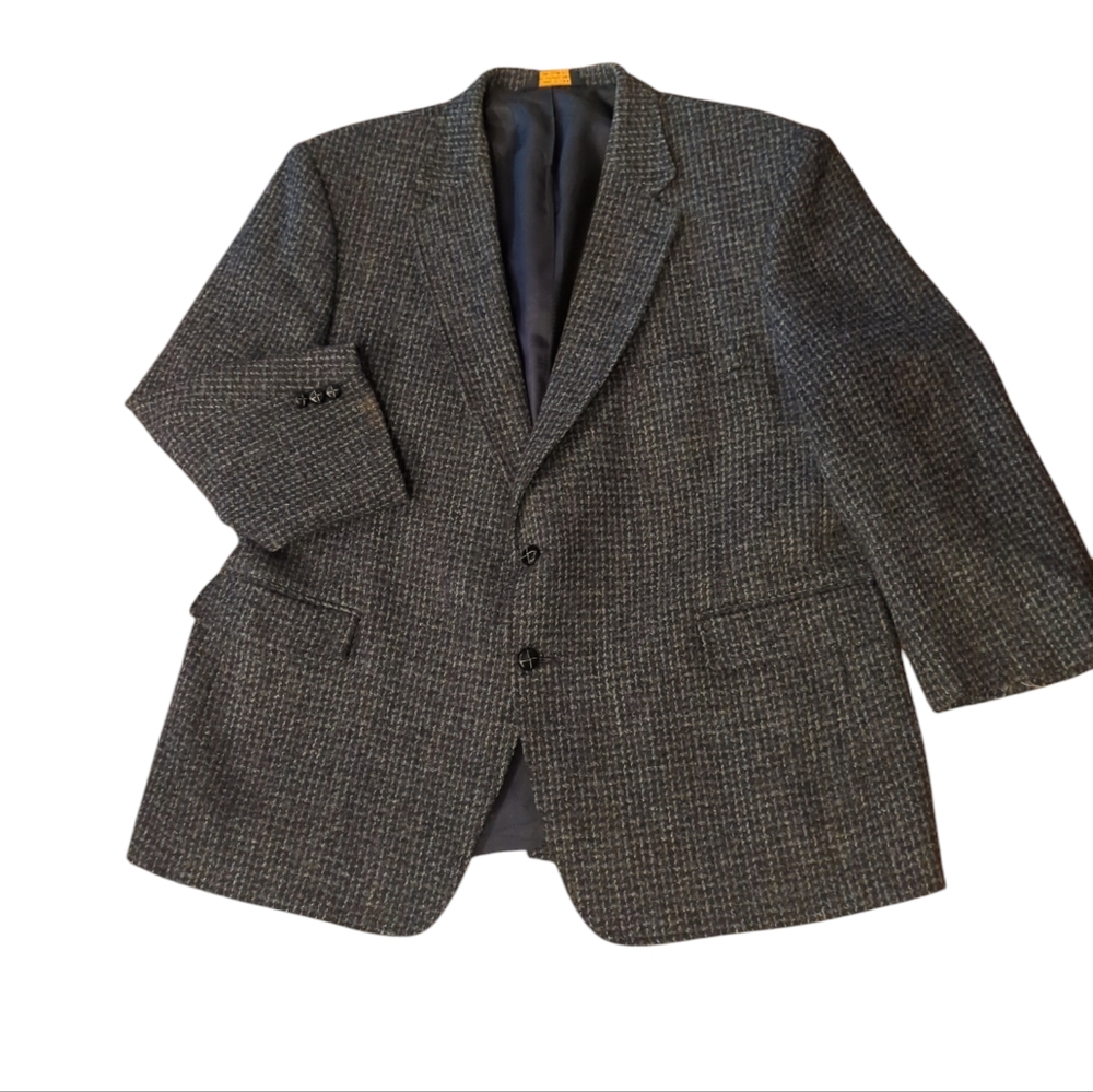 VTG Harris Tweed 100% Wool Blazer 50R.  Made in the USA.